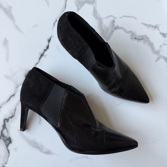 Rag & Bone Beha Black Leather Suede Chelsea Booties Size 37.5 - Picture 2 of 10
